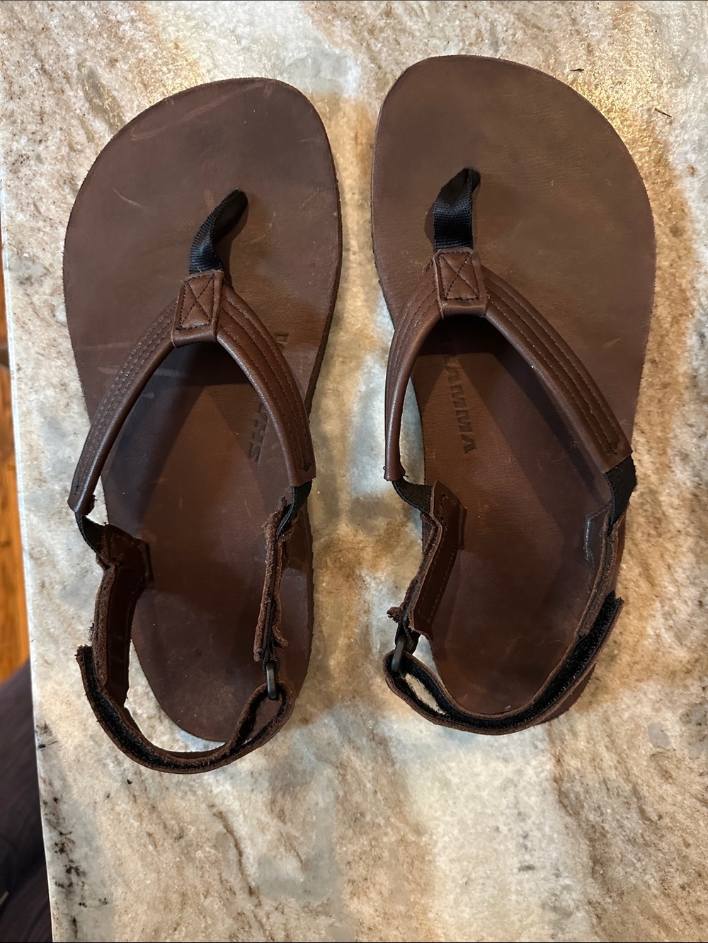 Brown Women's Leather Toe-Post Sandals